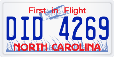 NC license plate DID4269