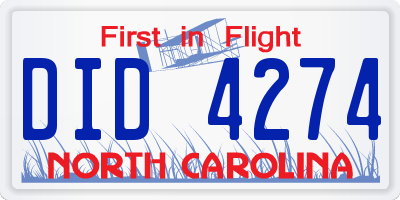 NC license plate DID4274