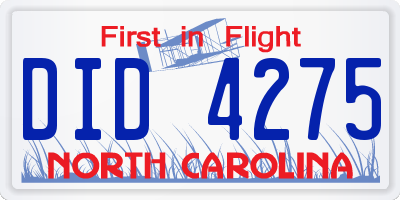 NC license plate DID4275
