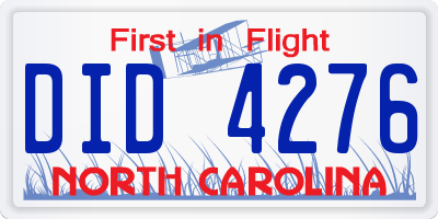 NC license plate DID4276