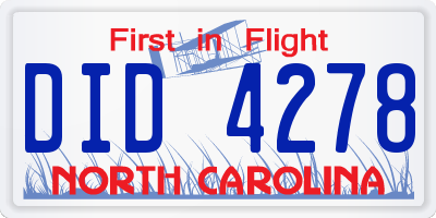 NC license plate DID4278