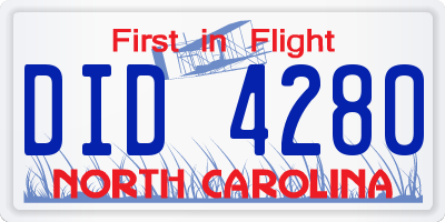 NC license plate DID4280