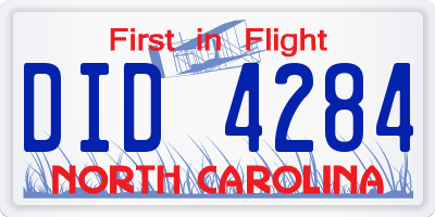 NC license plate DID4284