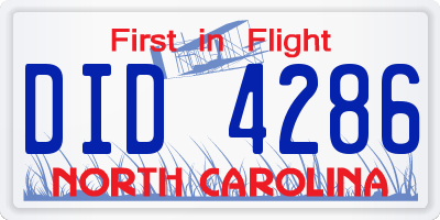 NC license plate DID4286