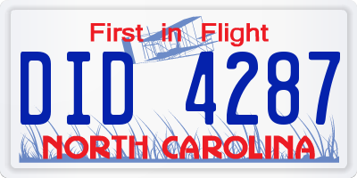 NC license plate DID4287