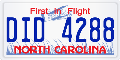 NC license plate DID4288