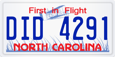 NC license plate DID4291
