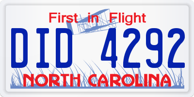 NC license plate DID4292
