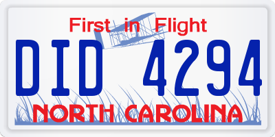 NC license plate DID4294