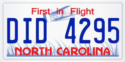 NC license plate DID4295