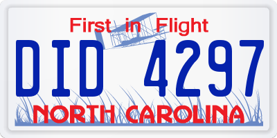NC license plate DID4297