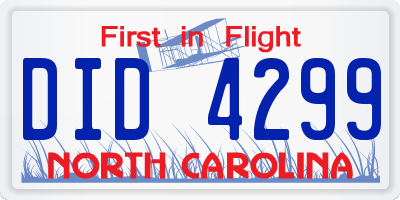 NC license plate DID4299