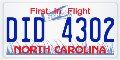 NC license plate DID4302