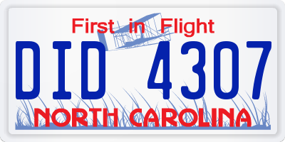 NC license plate DID4307