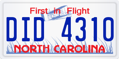 NC license plate DID4310