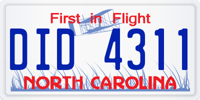 NC license plate DID4311