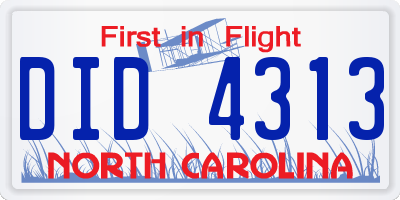 NC license plate DID4313