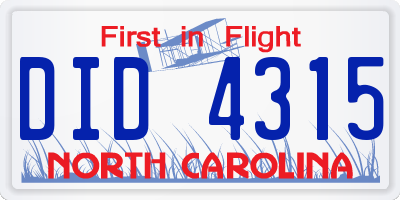 NC license plate DID4315