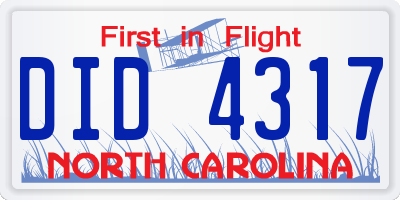 NC license plate DID4317