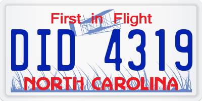 NC license plate DID4319