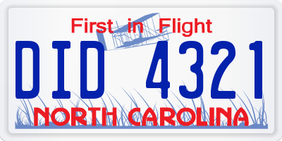NC license plate DID4321