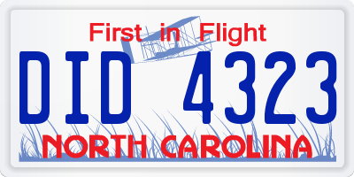NC license plate DID4323
