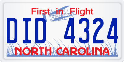 NC license plate DID4324