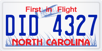 NC license plate DID4327