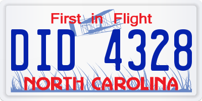 NC license plate DID4328