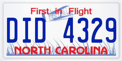 NC license plate DID4329