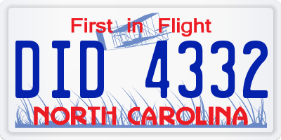 NC license plate DID4332