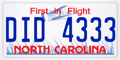 NC license plate DID4333