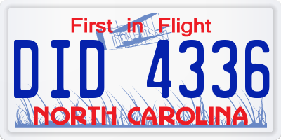 NC license plate DID4336
