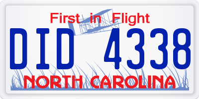 NC license plate DID4338