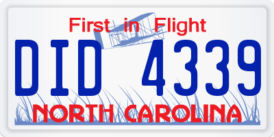NC license plate DID4339