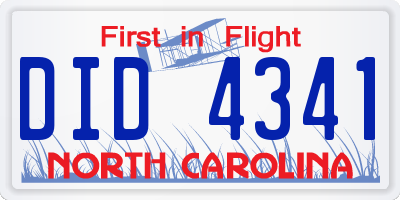 NC license plate DID4341
