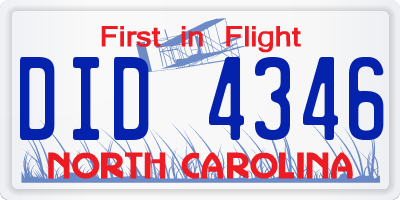 NC license plate DID4346