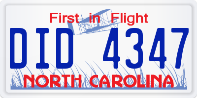 NC license plate DID4347