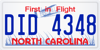 NC license plate DID4348