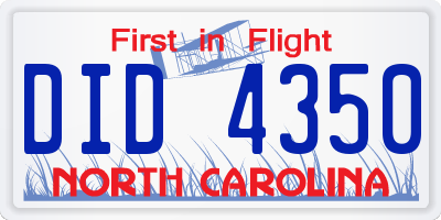 NC license plate DID4350