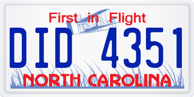 NC license plate DID4351