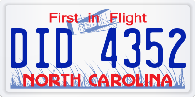 NC license plate DID4352