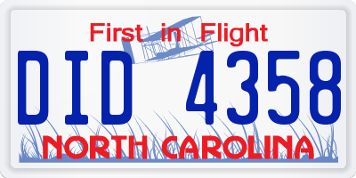 NC license plate DID4358
