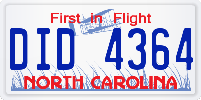 NC license plate DID4364