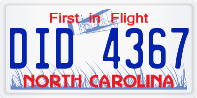 NC license plate DID4367