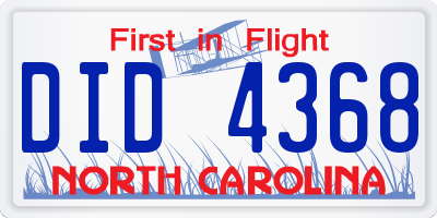 NC license plate DID4368