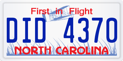 NC license plate DID4370