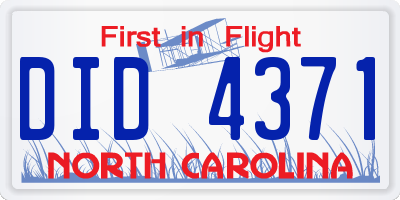 NC license plate DID4371