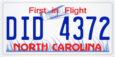 NC license plate DID4372