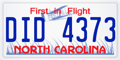 NC license plate DID4373